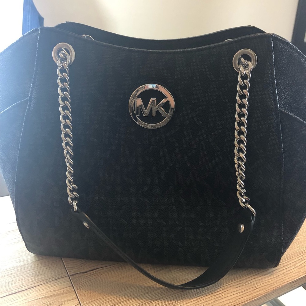 Michael Kors Black Travel Tote with Chains